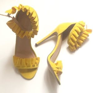 Chase + Chloe Yellow baby doll strap heels